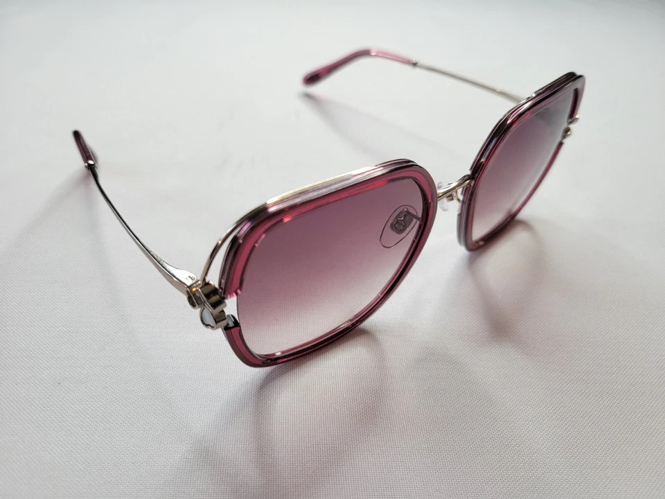 GAFAS DE SOL CHOPARD SCHG32V 0AFD PLATEADAS TRANSPARENTES ROSA FRAMBUESA HECHAS EN ITALIA Foto 3 de 4
