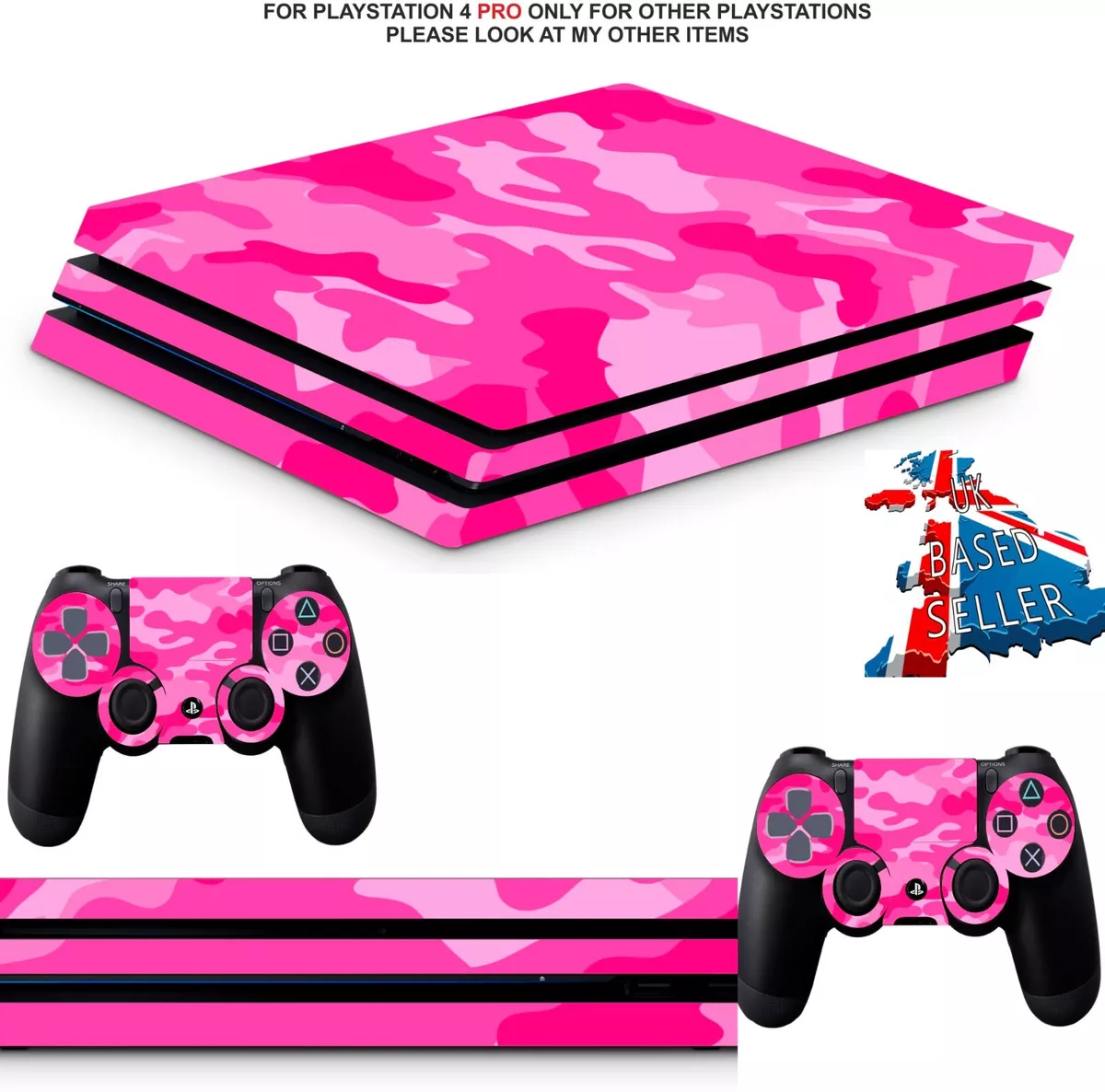  Decal Skin for Ps4 Pro, Whole Body Vinyl Sticker Cover for  Playstation 4 Pro Console and Controller (Include 4pcs Light Bar Stickers)( PS4 Pro, Pink Sky) : Video Games