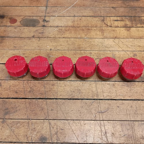 Vintage OEM Ford Autolite Battery Vents Caps Red Screw In Vents