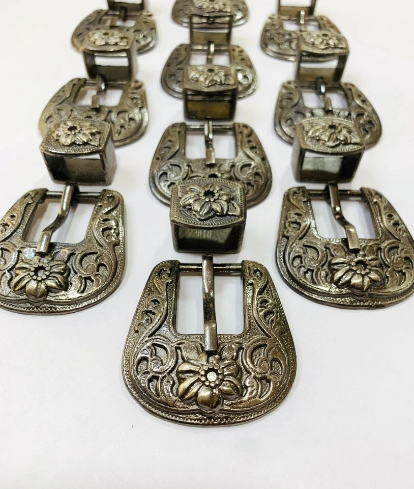 Juego de 10 piezas de hebilla occidental 2 piezas - Hebilla de cinturón ecuestre para mujer cuero artesanal Foto 4 de 4