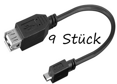 9 Stück USB 2.0 Drucker OTG micro Adapter KURZ Host Kabel Samsung HUAWEi Nokia  