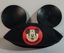 Vintage Walt Disney World Mickey Mouse Ears Black Felt Hat