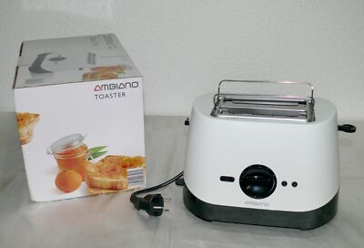 AMBIANO 98164 Designer Doppelschlitz Toaster 870W 7 Stufen Brotaufsatz Weiß BLK