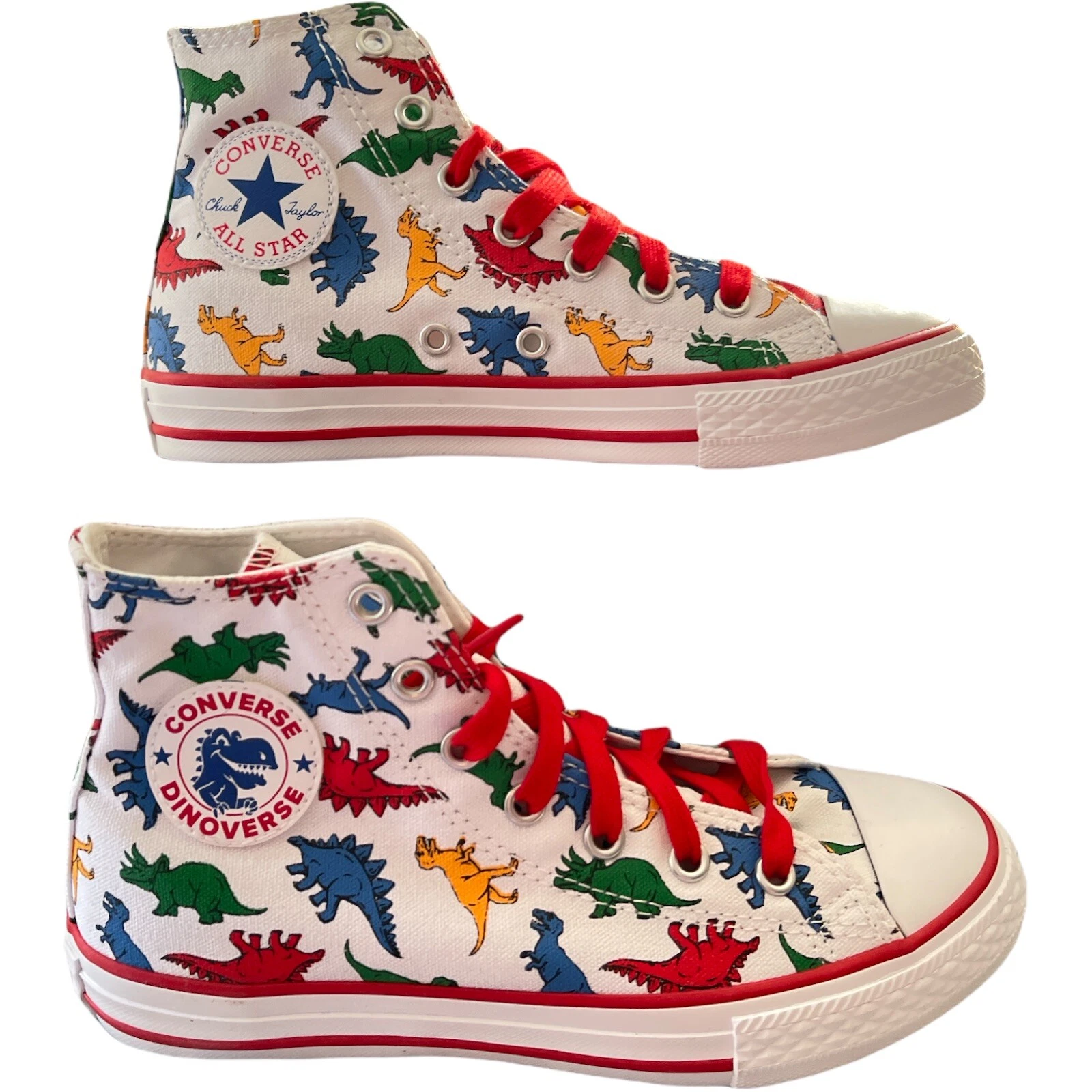 juniors Sneakers Size 2 Converse Chuck Taylor All Star Dinoverse White 663636C