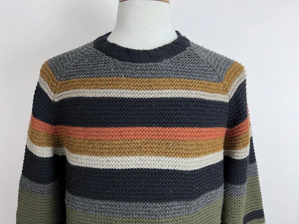 Suéter tejido vintage Lucky Brand para mujer talla L gris marrón 100 % lana de cordero Foto 3 de 4