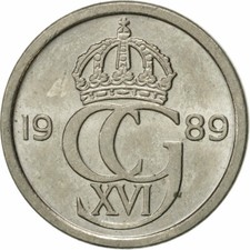 #420764 M&uuml;nze, Schweden, Carl XVI Gustaf, 10 &Ouml;re, 1989, VZ, Copper-nickel, KM:
