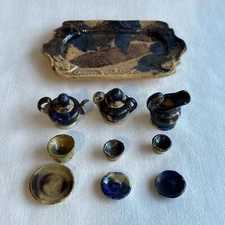 Miniature Tea Set 10 Pieces Made in Mexico 1970s Dollhouse