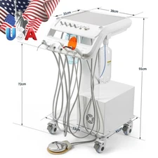 Portable Dental Delivery Unit Syringe Suction Cart Turbine +Air Compressor FDA