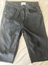 Smoke Rise Jean Shorts Frayed Heems Ripped Mens Black Size 30