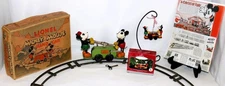 EX!ALL ORIG."GREEN" VERS.:DISNEY 1934 LIONEL MICKEY MOUSE HAND CAR+BOX SET+TRACK