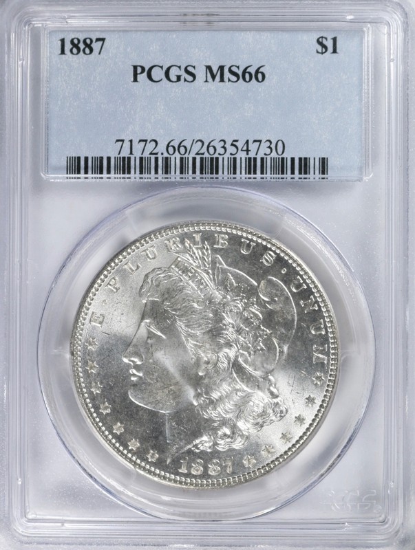 1887-P $1 Morgan Silver Dollar PCGS MS 66