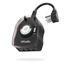 Tiffcofio Outdoor Timer Outlet, 24 Hour Mechanical Outdoor Timer for Pool Pump, 