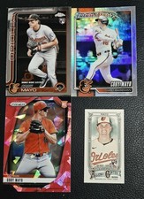 2025 Panini Prizm #70 Coby Mayo Pink Ice 2024 Topps Chrome Debut #94 Orioles