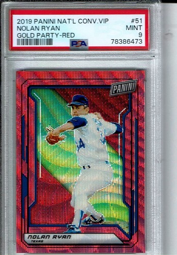 NOLAN RYAN 2019 PANINI NATIONAL VIP GOLD PARTY #51 RED PRIZM PSA 9 SSP POP=4