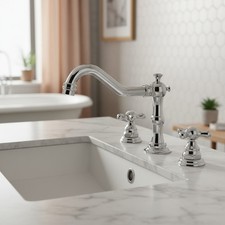 Elegant Vintage 8-Inch Widespread Bathroom Faucet with Pop Up Drain - Chromed...