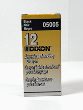 Dixon Large Marking Crayons Round Black 12 Pack - (05005) MADE IN USA NEW