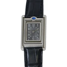 CARTIER Tank bath currant SM 22mm Stainless Steel/Leather Gray Dial W1016830