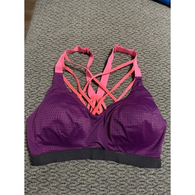 Victoria's Secret VSX Sport Bra Womens 34D Purple Pink Strappy Caged Back Mesh