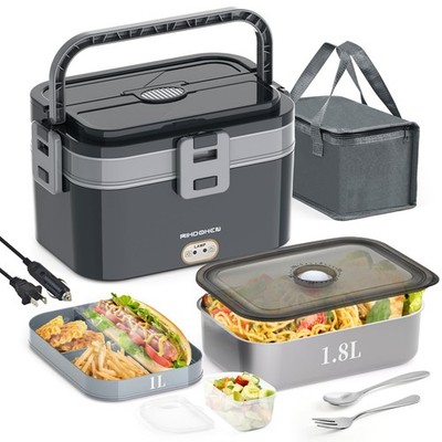 80W Faster Larger Electric Lunch Box Heater 2.8L with 2 2.8L, Dark Gray 