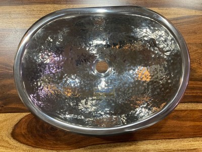 Johnson Acero Decorative Oval Hammered  Stainlesss Steel  Sink, Under /Top Mount