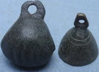 16th c. Bronze Small Bells, Clamshell Crotal + Open-Mouth Bell