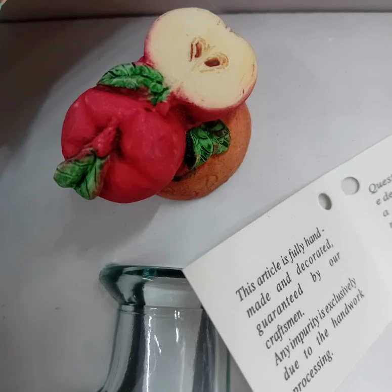 SET 2 Oliere Ampolle Olio Aceto VETRO Linea Quattro  Tappi Frutta Ceramica NOS - Immagine 3 di 4