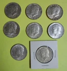 Lot (8) Silver Kennedy Half Dollar 1964... 90% Silver... EX to AU condition
