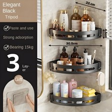 Wall-Mounted Corner Shower Caddy-Adhesive Bathroom Storage Organizer Shelf Rack