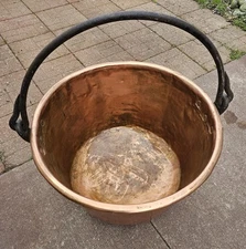 Antique Large Copper Kettle Apple Butter Candy Cauldron Pot Dovetailed