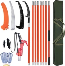 Pole Saws for Tree Trimming, 7.3-27 ft Manual Saw Extendable Red 