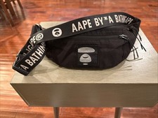 AAPE BY A Bathing Ape BAPE Sling Bag Crossbody Fanny Black AUTHENTIC Banger Z10
