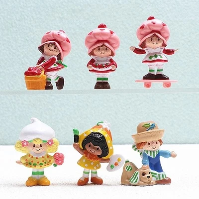 6Pcs/Set Strawberry Shortcake Figure Toys Model Dolls Ornament Decoration Gift