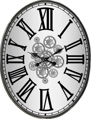 Silber Zahnrad Wanduhr 70 cm groß industriell beweglich römische Ziffern Metallzeit