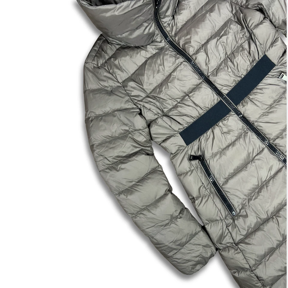 Moncler Down Puffer Talhouet Coat Women’s Size 2 Grey Belted Long Jacket - Image 3 of 4