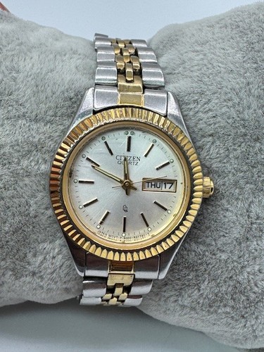Ladies Citizen CQ 6000-R00413 Two-Tone Quartz Day Date Watch New Battery - Picture 2 of 17