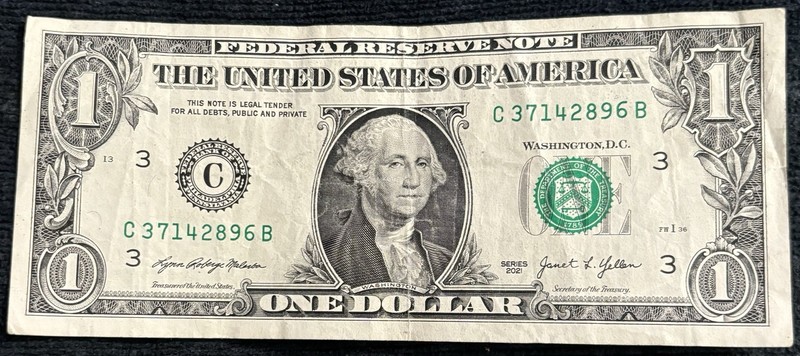 2021 Philadelphia $1 Bill Fancy Ladder 1,2,3,4, ,6,7,8,9 All Unique Numbers Note