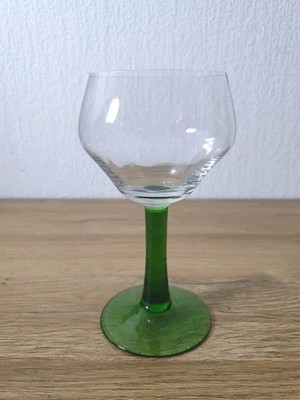 Jugendstil-Weinrömer/Römer/Weinglas kantig mit grünem Fuß