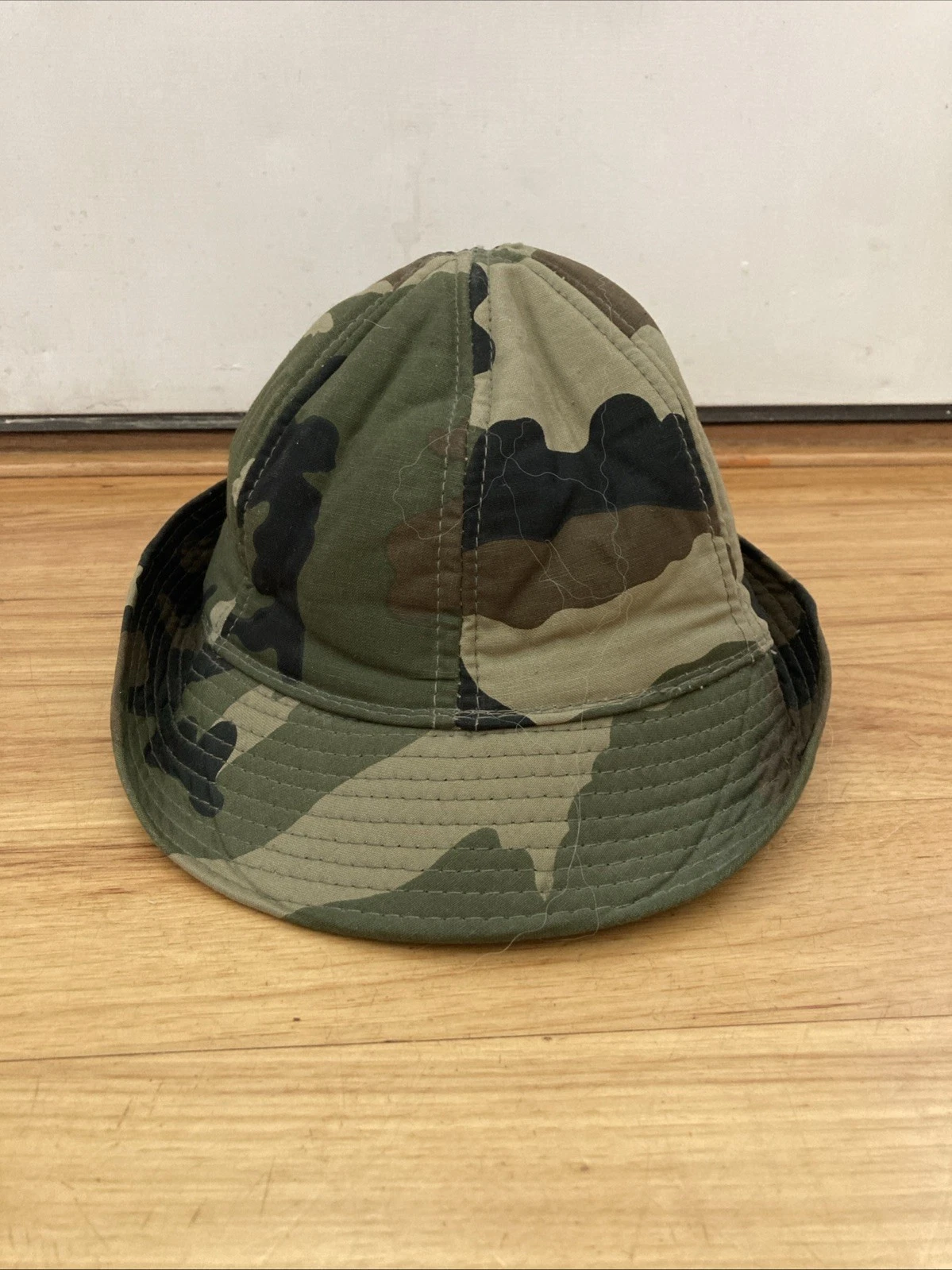 Vintage Duck Bay Camo Hat Cap Hunter Hunting Bucket Hat Foam Inside Mens Small