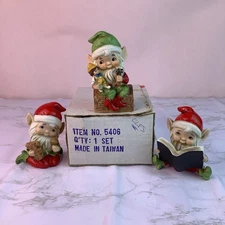 Vintage HOMCO #5406 Ceramic Santa’s Workshop Elf Figurines*Complete 5406 Set*