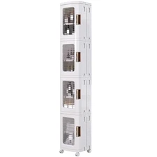 VECELO 4-Tier Tall Narrow Storage Cabinet with Movable Wheels, Adjustable