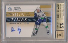 QUINN HUGHES 2019-20 SP AUTHENTIC Sign of the Times Rookie AUTO /99 BGS 9.5 Pop1