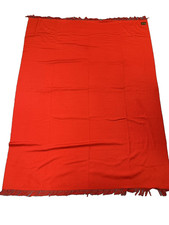 Loro Piana 100% Cashmere Blanket Red Unito Throw Fringe Size 200 x 150