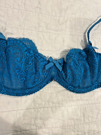 L'Agent Bra by Agent Provocateur 36D Bra Lace Electric Blue Underwire Bows LORNA