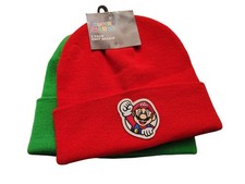 New Bioworld World Of Nintendo Super Mario Luigi Knit Beanies 2 Pack Set