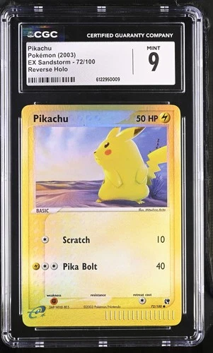 CGC 9 MINT Pikachu 2003 EX Sandstorm 72/100 Reverse Holo Pokemon Card