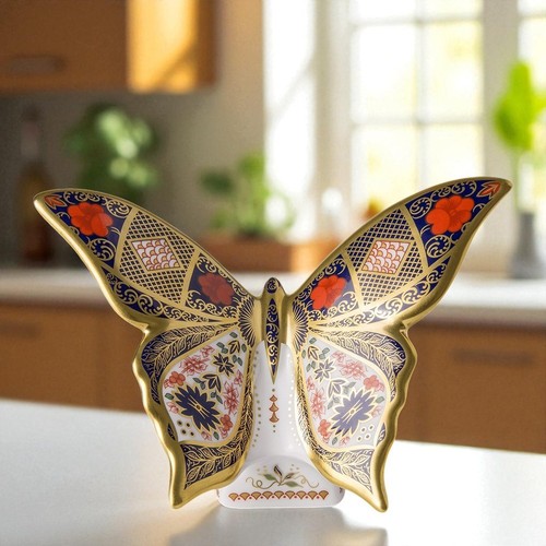 Royal Crown Derby antiguo imari oro 22 quilates mariposa PAPBOX62621 - Imagen 1 de 2