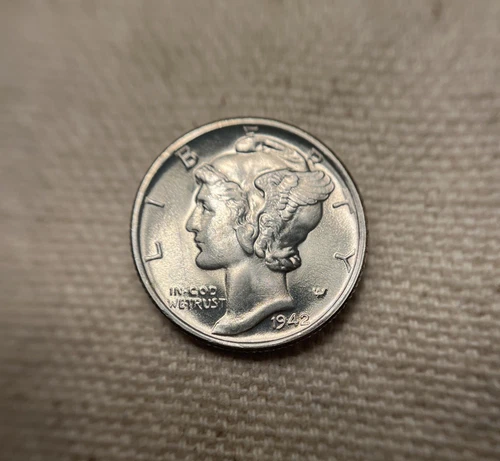 1942-S Mercury Dime Gem BU Uncirculated Full Bands