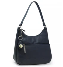 GIANI BERNINI Nappa Classic leather women's hobo shoulder bag - Navy Blue