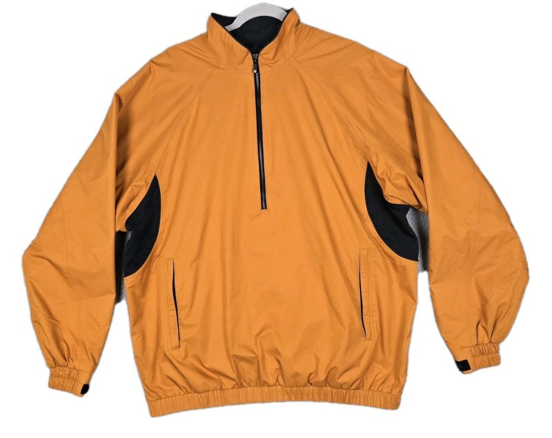 FootJoy DryJoys Tour Collection Men's L Orange Golf 1/2 Zip Pullover Waterproof