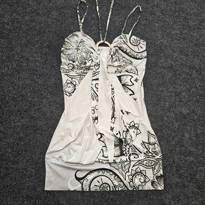 Siren Lily Y2K Clubwear Top Women s XS Black White Paisley Ring Front Padded Bus